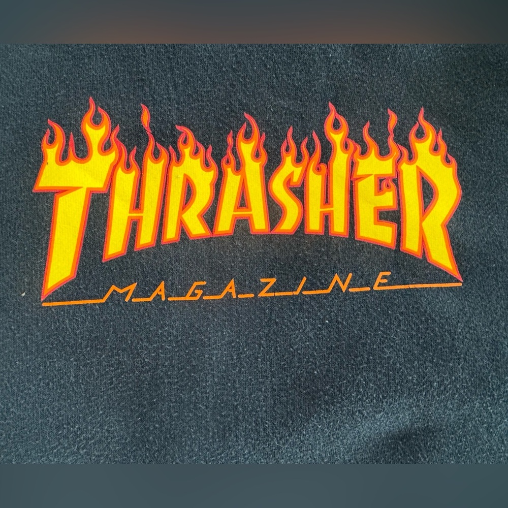 Thrasher Black Sweatshirt with Fiery Logo - Kids Size Medium